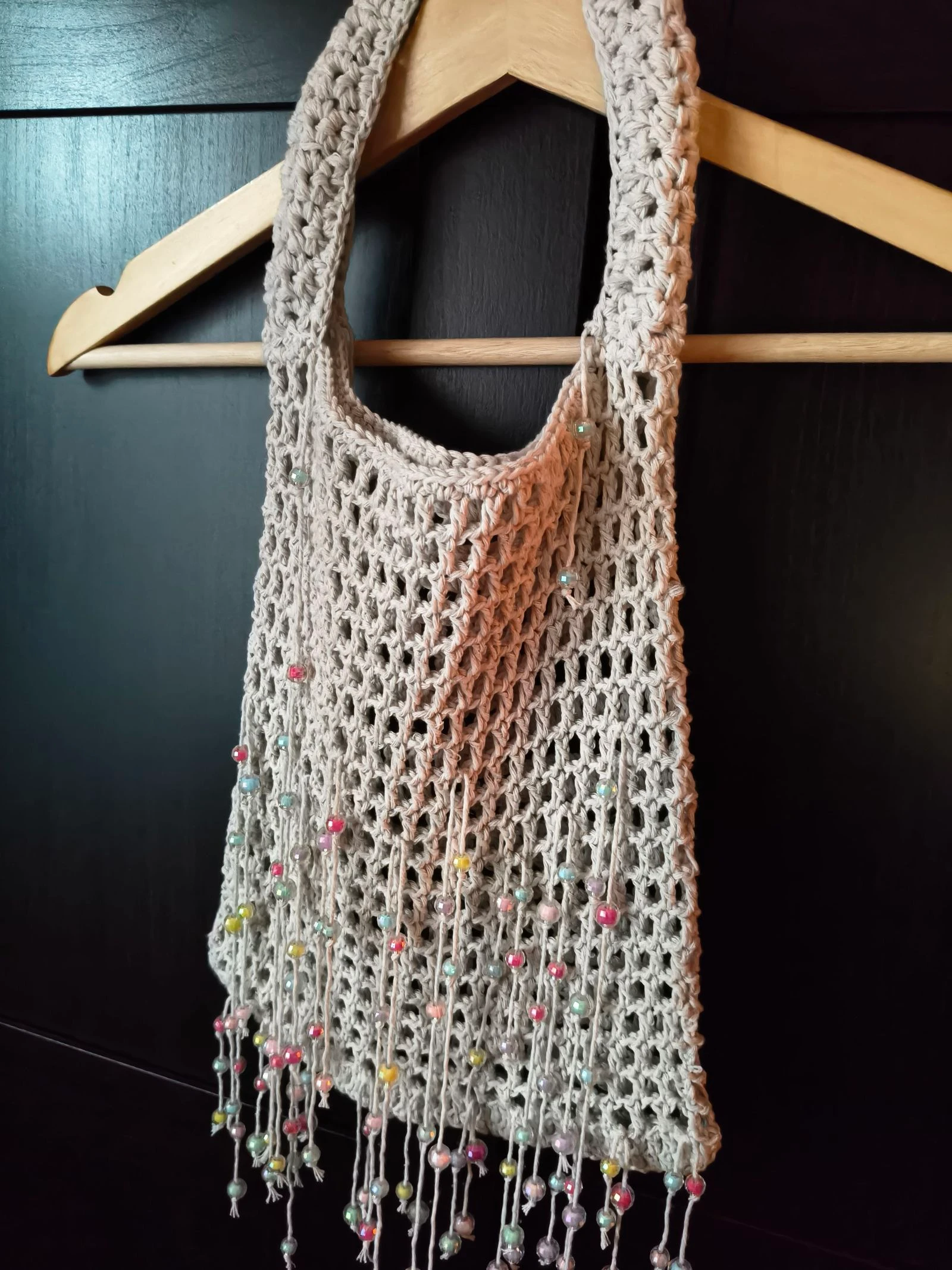 Handgemaakte bohemien kralenhaaknettas – photo 6